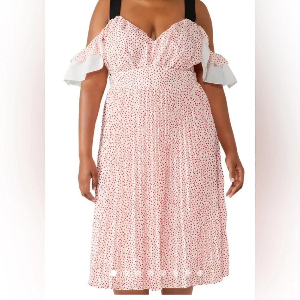 Nwt rent the runway Eloquii red heart pleated midi dress plus sz 18